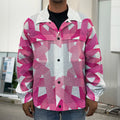 Pink Breast Cancer Ribbon Flower Print Men's Shirt Jacket