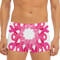 Pink Breast Cancer Ribbon Flower Print Men's Short Boxer Briefs
