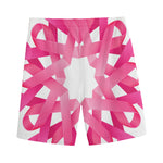 Pink Breast Cancer Ribbon Flower Print Men's Sports Shorts