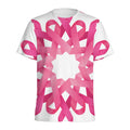 Pink Breast Cancer Ribbon Flower Print Men's Athletic T-Shirt