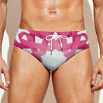 Pink Breast Cancer Ribbon Flower Print Men's Swim Briefs