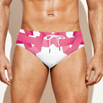 Pink Breast Cancer Ribbon Flower Print Men's Swim Briefs