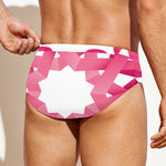 Pink Breast Cancer Ribbon Flower Print Men's Swim Briefs