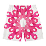 Pink Breast Cancer Ribbon Flower Print Men's Swim Trunks