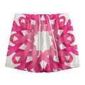 Pink Breast Cancer Ribbon Flower Print Mesh Shorts