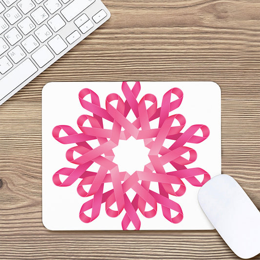 Pink Breast Cancer Ribbon Flower Print Mouse Pad