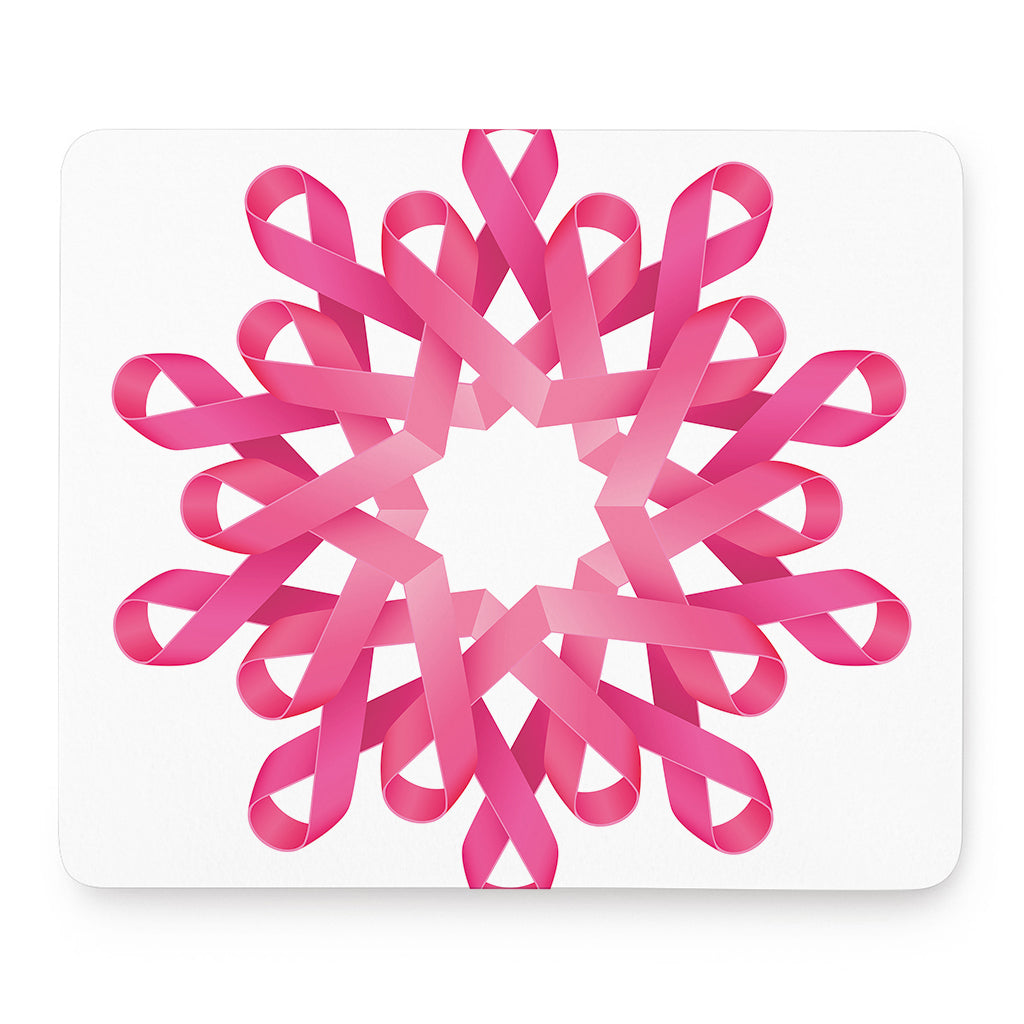 Pink Breast Cancer Ribbon Flower Print Mouse Pad