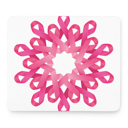 Pink Breast Cancer Ribbon Flower Print Mouse Pad