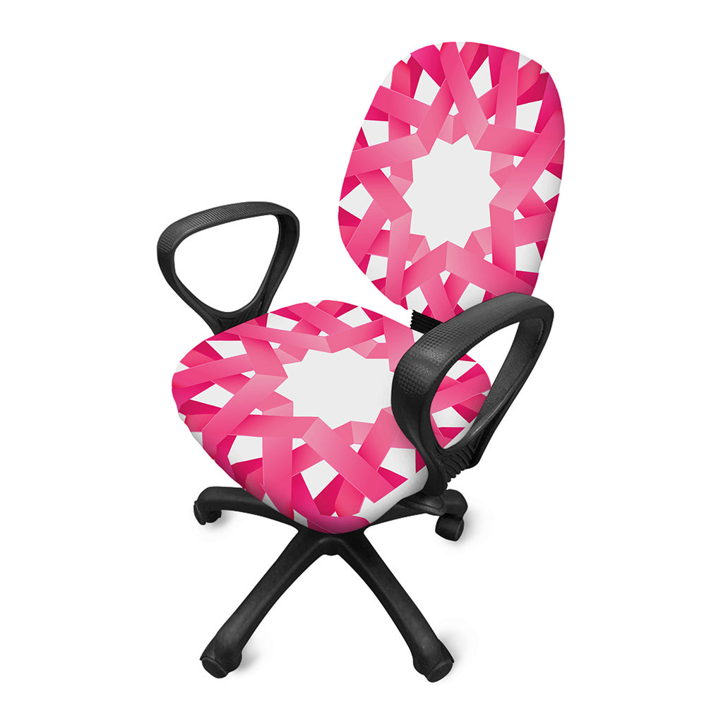 Pink Breast Cancer Ribbon Flower Print Office Chair Cover