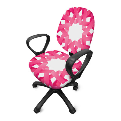 Pink Breast Cancer Ribbon Flower Print Office Chair Cover