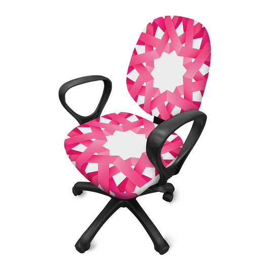 Pink Breast Cancer Ribbon Flower Print Office Chair Cover