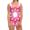 Pink Breast Cancer Ribbon Flower Print One Piece Swimsuit