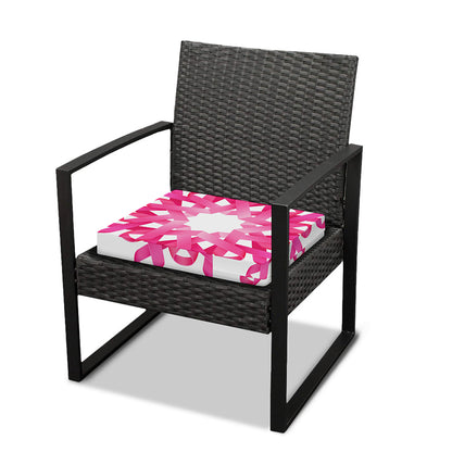 Pink Breast Cancer Ribbon Flower Print Outdoor Seat Cushion Cover