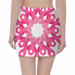 Pink Breast Cancer Ribbon Flower Print Pencil Mini Skirt