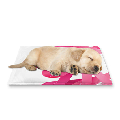 Pink Breast Cancer Ribbon Flower Print Pet Cooling Mat Cover