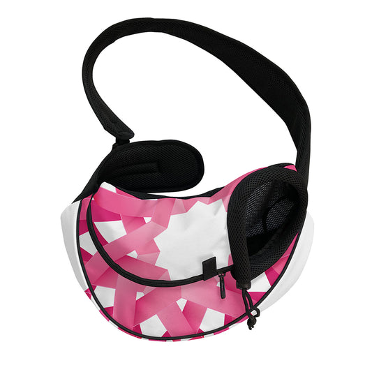 Pink Breast Cancer Ribbon Flower Print Pet Sling Carrier
