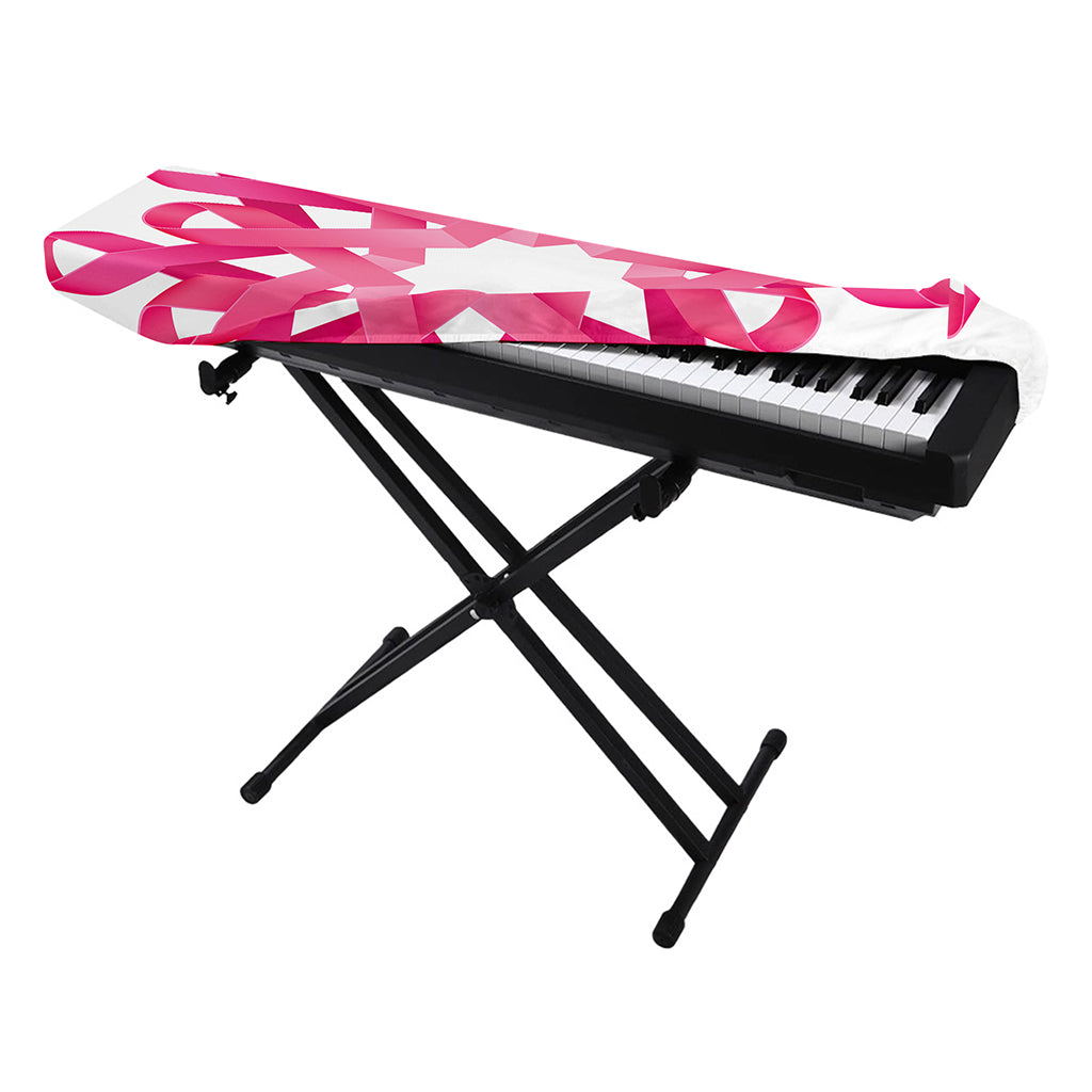 Pink Breast Cancer Ribbon Flower Print Piano Keyboard Cover