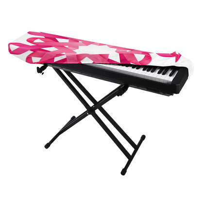 Pink Breast Cancer Ribbon Flower Print Piano Keyboard Cover