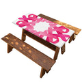 Pink Breast Cancer Ribbon Flower Print Picnic Table Cover