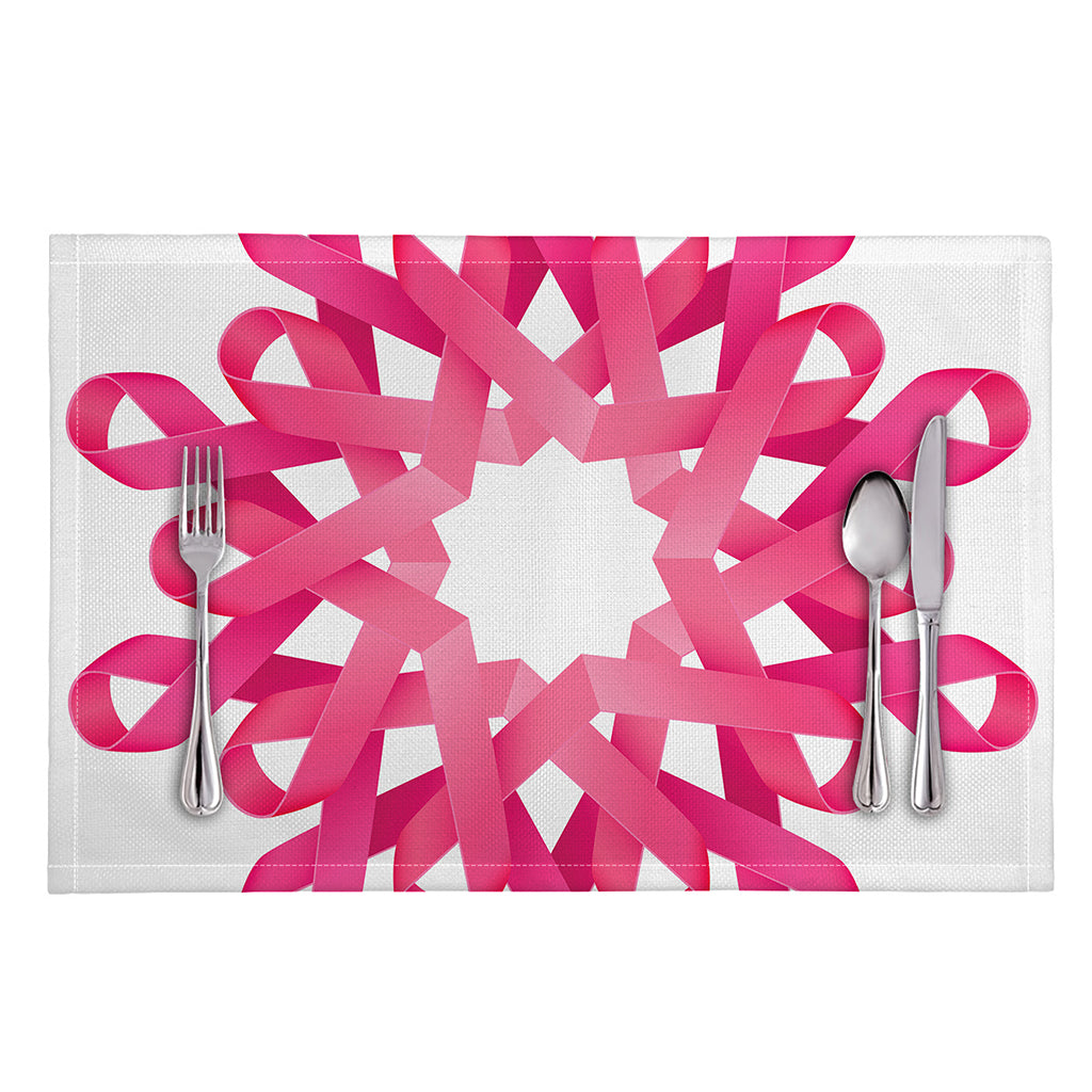 Pink Breast Cancer Ribbon Flower Print Placemat