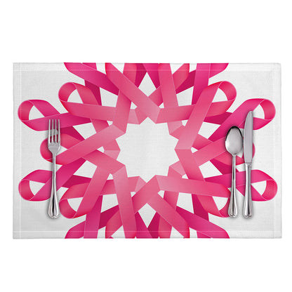 Pink Breast Cancer Ribbon Flower Print Placemat