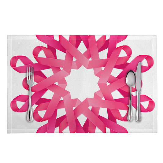 Pink Breast Cancer Ribbon Flower Print Placemat