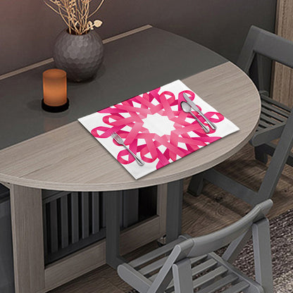 Pink Breast Cancer Ribbon Flower Print Placemat