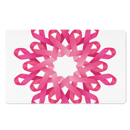 Pink Breast Cancer Ribbon Flower Print Polyester Doormat