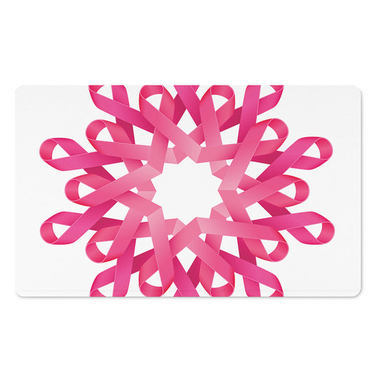 Pink Breast Cancer Ribbon Flower Print Polyester Doormat