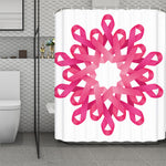 Pink Breast Cancer Ribbon Flower Print Polyester Shower Curtain