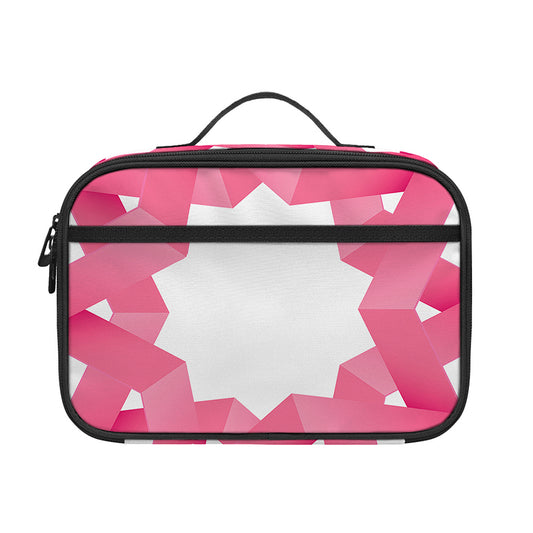 Pink Breast Cancer Ribbon Flower Print Portable Lunch Bag