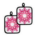 Pink Breast Cancer Ribbon Flower Print Pot Holders