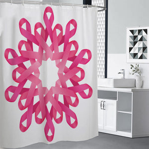 Pink Breast Cancer Ribbon Flower Print Premium Shower Curtain