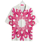 Pink Breast Cancer Ribbon Flower Print Rayon Hawaiian Shirt