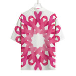 Pink Breast Cancer Ribbon Flower Print Rayon Hawaiian Shirt