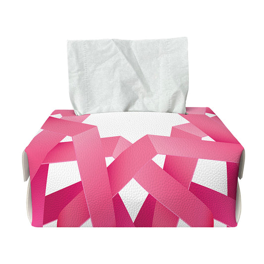 Pink Breast Cancer Ribbon Flower Print Rectangle Tissue Box Cover