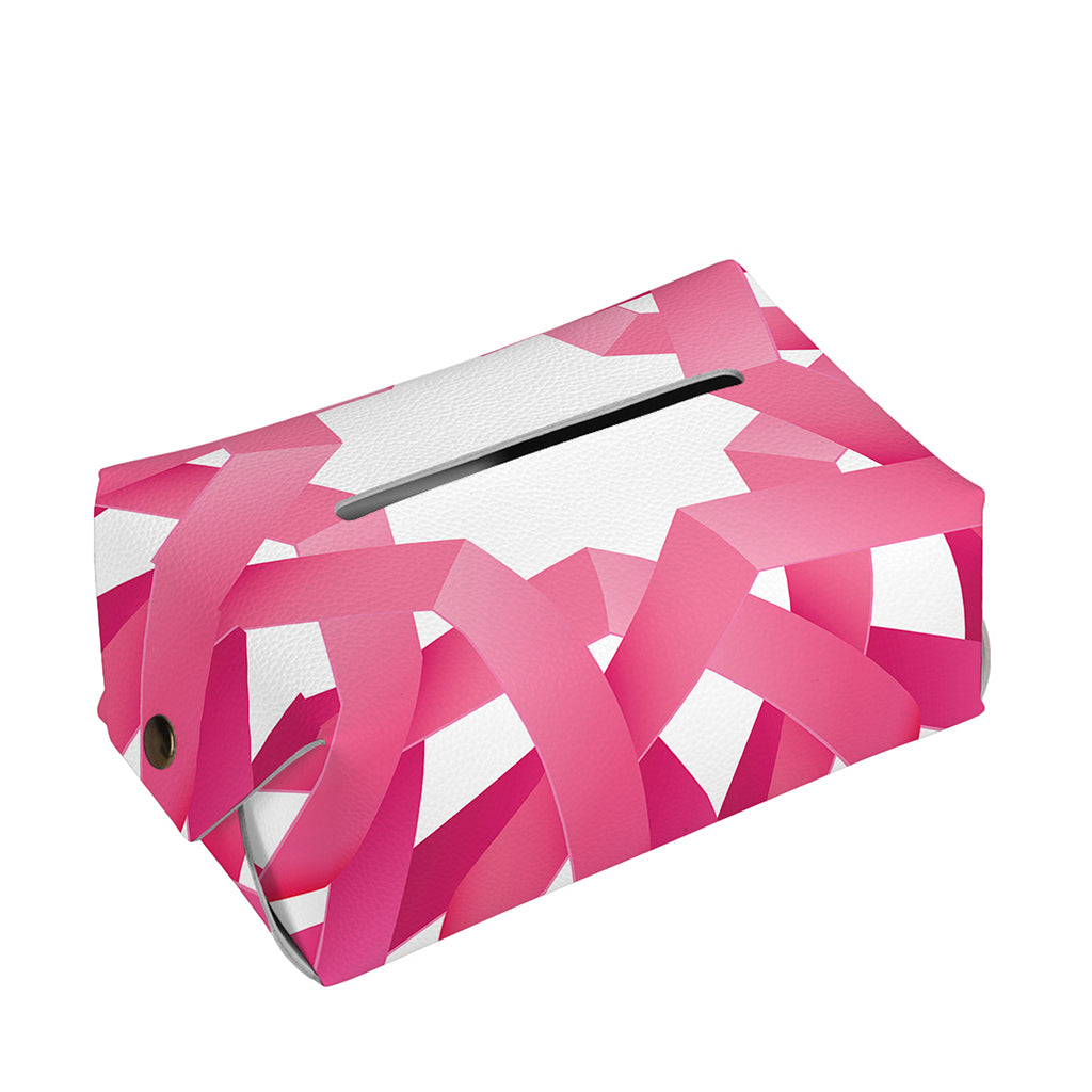 Pink Breast Cancer Ribbon Flower Print Rectangle Tissue Box Cover
