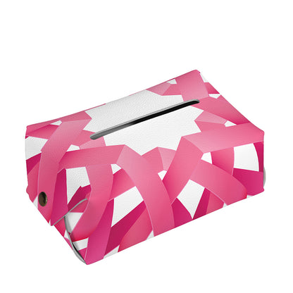 Pink Breast Cancer Ribbon Flower Print Rectangle Tissue Box Cover