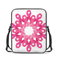 Pink Breast Cancer Ribbon Flower Print Rectangular Crossbody Bag