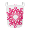 Pink Breast Cancer Ribbon Flower Print Round Laundry Basket