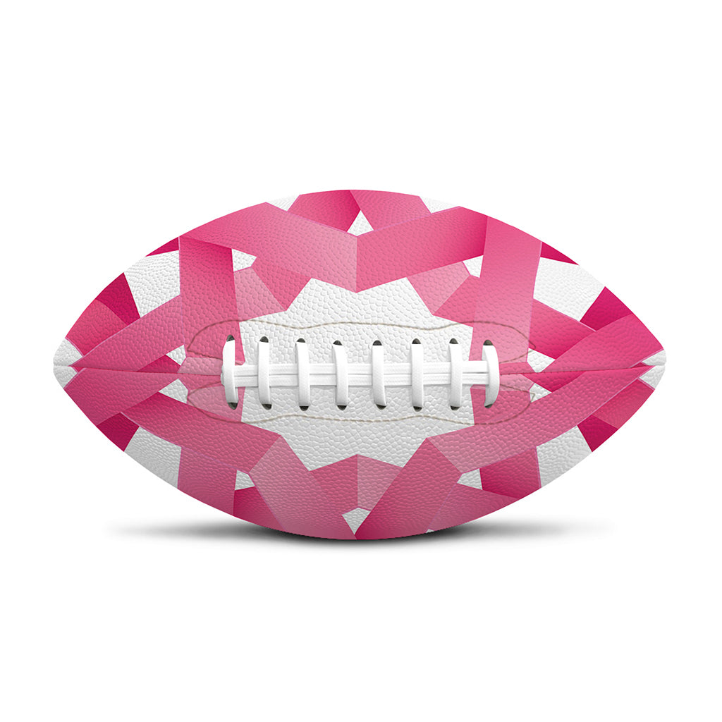 Pink Breast Cancer Ribbon Flower Print Rugby Ball