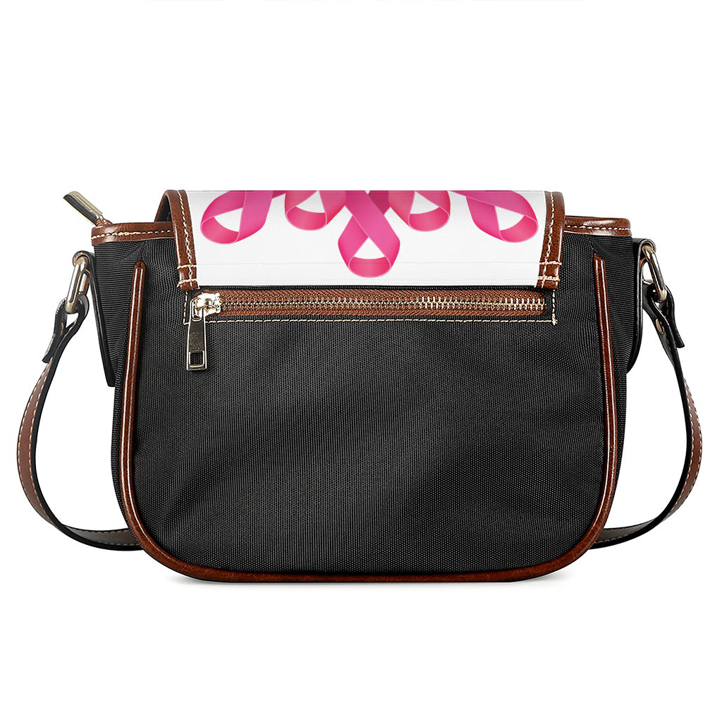 Pink Breast Cancer Ribbon Flower Print Saddle Bag