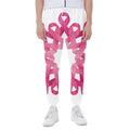 Pink Breast Cancer Ribbon Flower Print Joggers