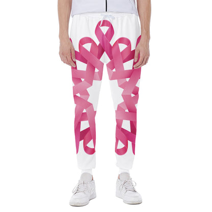 Pink Breast Cancer Ribbon Flower Print Scuba Joggers