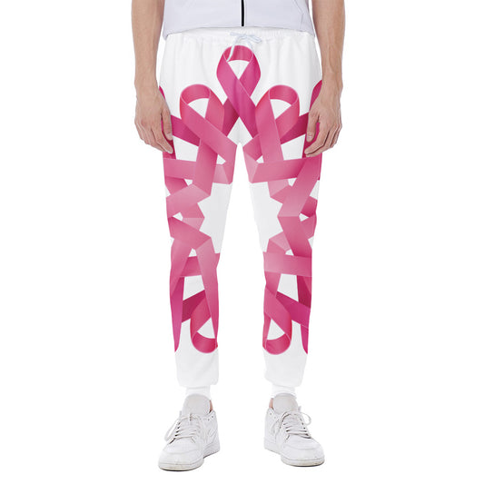 Pink Breast Cancer Ribbon Flower Print Scuba Joggers