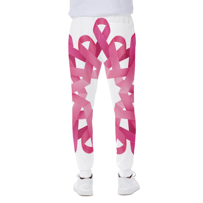 Pink Breast Cancer Ribbon Flower Print Scuba Joggers