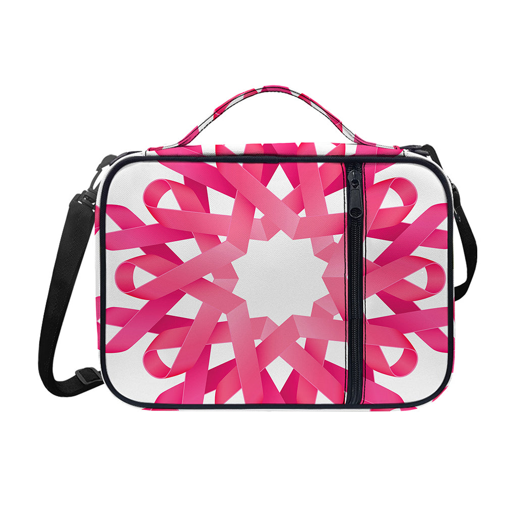 Pink Breast Cancer Ribbon Flower Print Shoulder Strap Bible Bag