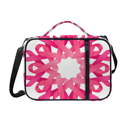 Pink Breast Cancer Ribbon Flower Print Shoulder Strap Bible Bag