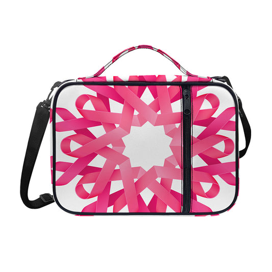 Pink Breast Cancer Ribbon Flower Print Shoulder Strap Bible Bag