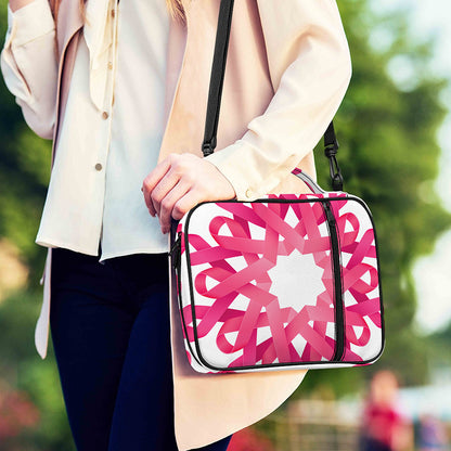 Pink Breast Cancer Ribbon Flower Print Shoulder Strap Bible Bag